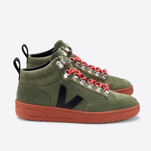 Veja Roraima Suede Mens Trainers Olive UK 78766